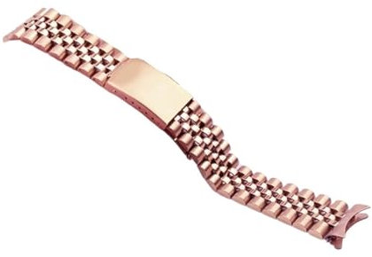 MENGKE Cinturino Di Lusso 13/17/18/19/20/21 / 22mm Bracciale In Metallo Con Estremità Curva Compatibile Con Rolex DATEJUST Cinturino In Acciaio Inossidabile Accessori For Orologi Da Uomo(Rose Gold,21m