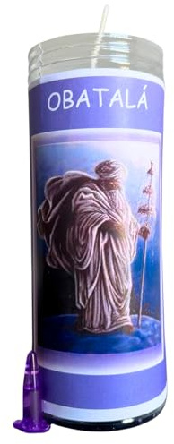 Velón de Obatalá para Ayuda, Protección y Justicia | Velón de Petición con Aceite Litúrgico y Oración de 3 Días de Duración Aproximada.