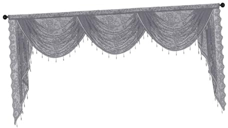 Generic Mantovana per Finestra a Cascata, Design Vintage, Elegante, Facile Da Appendere con Nappe di Perline, per Tende Da Cucina E Soggiorno, 250cmx105cm