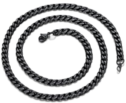 Suplight Herren Panzerkette 3/6/9mm breit Cuban Link Kette, Silber/Gold/Schwarz, 36/46/51/55/61/66/71/76cm
