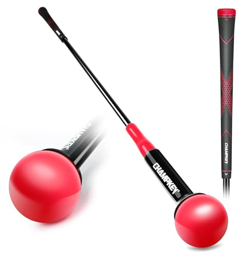 CHAMPKEY Golf Swing Trainer - Tempo and Flexibility Training Aids Warm-Up Stick Ideal for Golf Indoor & Outdoor Practice (Red, 47 Inches)