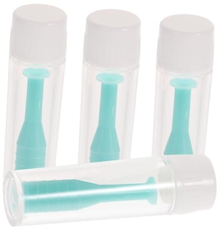 SOESFOUFU 4 Stück Kontaktlinsen Saugnapf aus Silikon Grün mit Anti Rutsch Oberfläche für Härte und Rgp Linsen Inklusive Flasche für Täglichen Gebrauch