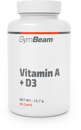 GymBeam Vitamina A + D3 - Integratore per il Sistema Immunitario - 800 µg Vitamina A e 25 µg Vitamina D3 - Capsule Facili da Assumere - Senza OGM, Glutine e Lattosio - Adatto ai Vegani - 90 cps