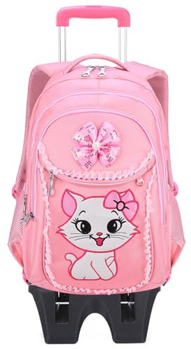 LuminescentDream Trolley Rucksack,Schulrucksack mit Rollen,Schulranzen Detach,6 Räder,Treppensteigen,Verstellbare Zugstange,Schüler Multifunktionaler,für Schule Freizeit & Reisen