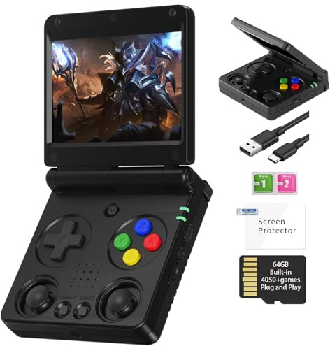 RG 34XXSP Retro Handheld Game Console Linux 3.4 inch IPS ScreenRG 34XXSP Retro Gaming Console Handheld 5000+ Classic Games 64G Card 720*480 3300mAh Battery Compatible with WiFi HDMI Bluetooth Black