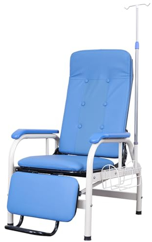 Fauteuil médical entièrement inclinable avec accoudoirs et cadre en acier pour prélèvement sanguin, laboratoires et cliniques