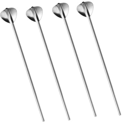 Gatuida 4 piezas Cucharas Pajita de Acero Inoxidable para Postres y Mezclas Reutilizables Ergonómicas y Resistentes para Hogar Cafeterías y Restaurantes Reutilizable