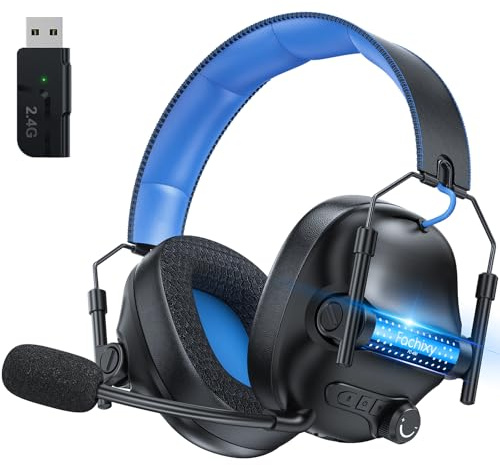 FC400 Wireless Gaming Headset, 2.4GHz Gaming Kopfhörer Kabellos mit Mikrofon für PS5, PS4, PC, Switch, Bluetooth 5.4 Gaming Headset, Geringe Latenz Noise Cancelling, mit LED Licht, 50H Akkulaufzeit