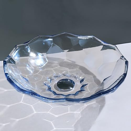 ZYCDP Vasque Lavabo Verre Lavabo Salle De Bain de Cristal À Poser 460 X 460 X 125 mm Bleu Cristal