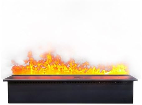 Inbyggd öppen spis Infälld vattenångspis Ultratunn, förångande elektrisk spis med LED-realistisk flamma, pekskärm/fjärrkontroll(XL)