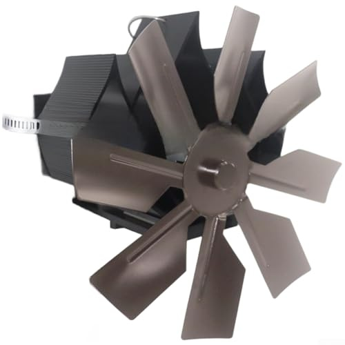 Wandmontierter Ofenventilator, kein Magnet, wärmebetriebener Umlaufventilator mit Klemme für Holzkamin, Rauchrohrinstallation (Bronzefarbe)