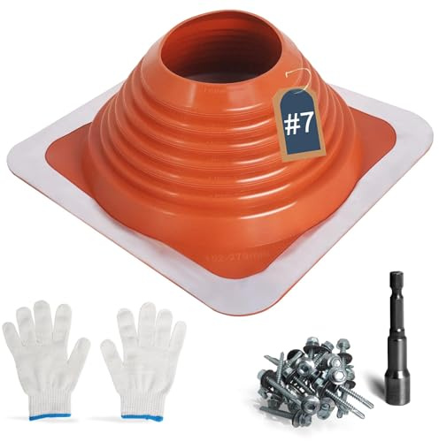 Solin de Toiture Métallique 35,5 cm, Manchon d’Étanchéité Silicone Haute Température #7, Passage de Tuyau Étanche Ø 15,2–27,9 cm, Pour Cheminée et Poêle à Bois