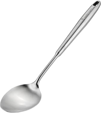 Stanley Rogers Monobloc Stainless Steel Solid Spoon, Satin Finish, 37x7.5cm | Kitchen Utensil, Deep Bowl, Hanging Loop, Dishwasher Safe, Cooking Gadget Serving Vegetables, Rice or Casseroles