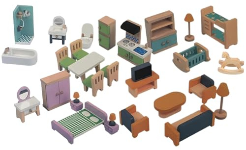 Dockhusmöbler | Realistiskt Hus Leksaksset - Miniatyr Möbler Leksak | Perfekt för Användning i Klassrum på Resor i Förskola Dagis vid