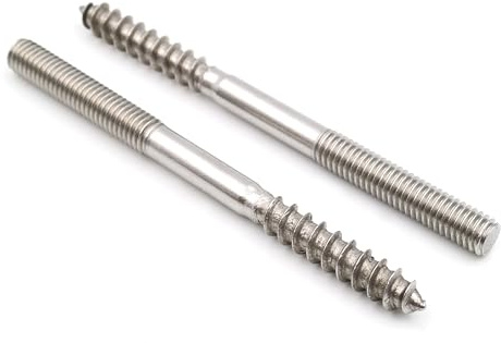 Design61 10 x rostfritt stål skruvskruvar dubbelgängad skruv skruvstift med trägänga och metrisk gänga anslutningsskruv för trä metall pluggmontering (M6 x 80 mm, 10, stycken)