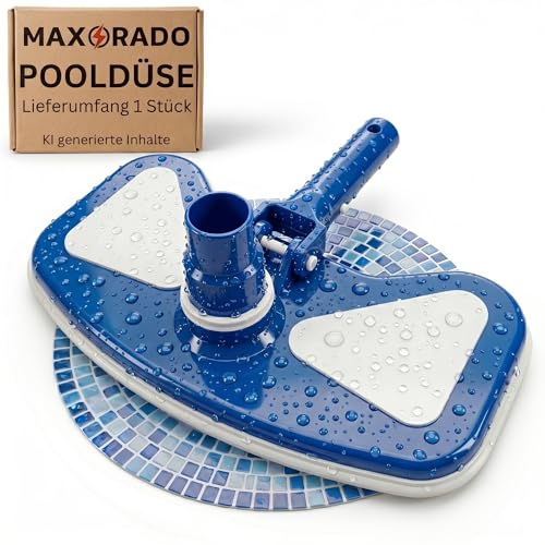 Maxorado Spazzola Deluxe per pavimenti per piscina o per asta telescopica con attacco per tubo Ø 32/38 mm e spazzola in nylon per piscina