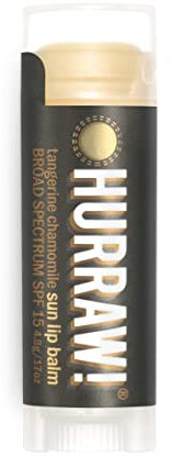 Hurraw! Sun Lip Balm (Zinc Oxide Protection, Broad Spectrum SPF 15, Tangerine, Chamomile): Organic, Certified Vegan, Gluten Free. Non-GMO, 100% Natural. Bee, Shea, Soy and Palm Free. Made in USA