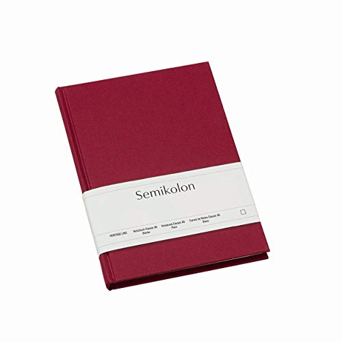 Semikolon 351217 Notizbuch Classic A5 blanko - 176 Seiten, cremeweißes Papier - Lesezeichen - burgundy dunkel-rot