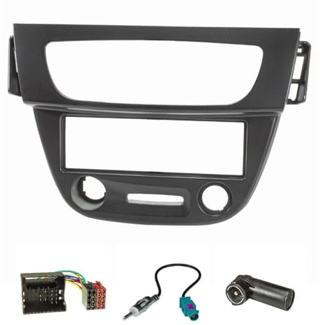 tomzz Audio 2445-032 Radioblende Set kompatibel mit Renault Megane III 2008-2013 Fluence ab Bj.2009 schwarz mit Quadlockadapter ISO Fakra Antennenadapter DIN ISO
