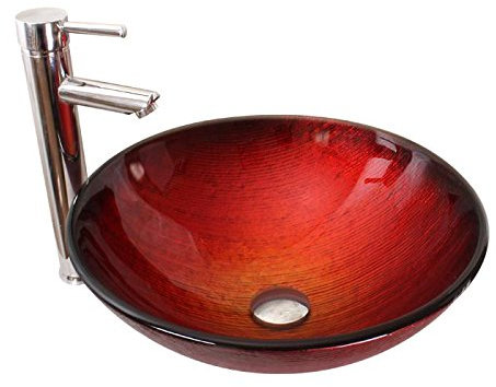 AllureFeng Modernes Bad Glaswaschbecken (420 * 145 * 12 mm), basin + faucet and accessories