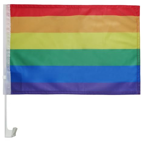 AZ FLAG Autofahne Regenbogen 45x30 cm Schwul Mesh-Polyester Saugnapf | Für außen Autoflagge genähte wetterfeste Ausführung mit Kunststoffstab