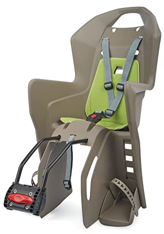 POLISPORT 8631400027 - KOOLAH FF Rücksitz für Fahrräder mit 26'' bis 28'' Rädern geeignet für Kinder mit einem Gewicht von 9 bis 22 kg mit Rahmenverankerung en Color Braun Grün