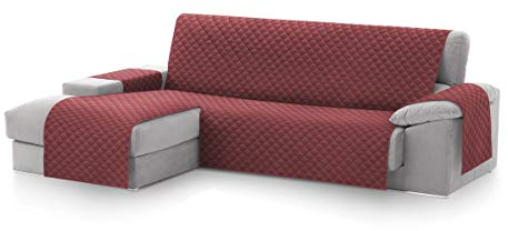 Textilhome Sofaschoner Chaiselongue MALU Links 240 cm Gesteppt Wendbar Rot | Ideal für Haustiere und Kinder. Schützt das Sofa vor Flecken, Tierhaaren, Kratzern und täglicher Abnutzung