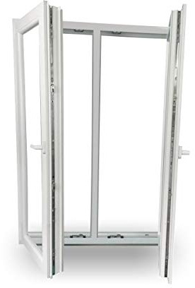 JeCo Fenster Kunststofffenster Wohnraumfenster - 2 flügelig mit Pfosten - BxH:1500x1200 mm - 2-fach-Verglasung - 60 mm Profil - Sondermaße möglich