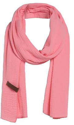 Knit Facory - Liv Schal - Fein Gewebter Damen Schal - Luftiger Musselinschal - Für Frühling und Sommer - 100% Bio-Baumwolle - Coral