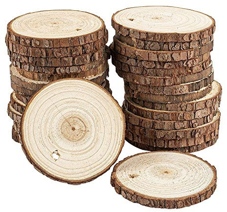 Ideen mit Herz Dischi decorativi per albero | 0,6 cm di spessore | Dischi di legno | pannelli rotondi in legno (diametro 6 cm fino a 7 cm | 30 pezzi)