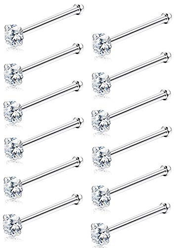 Sllaiss 12 Stücke Nasenstecker Made with Österreich Kristall Klein Nasenpiercing für Frauen Männer 316L Edelstahl Nasenpiercing Set 1.5MM Nasenpiercing Stecker Körperschmuck
