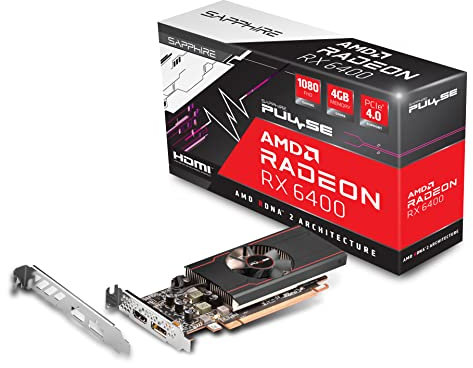 Altruist Publishing Sapphire 11315-01-20G Pulse AMD Radeon RX 6400 Low Profile Gaming Grafikkarte mit 4GB GDDR6, AMD RDNA 2, Schwarz
