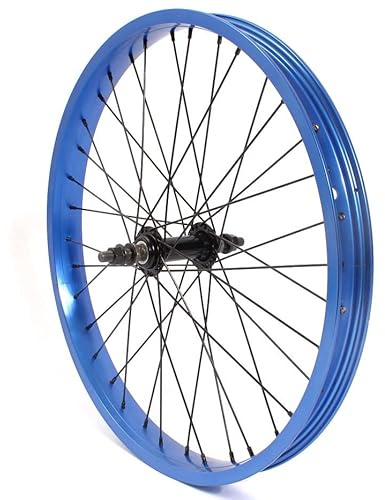 KHE Roue avant BMX Bleu anodisé 38 mm Jante en aluminium 36 trous 10 mm 20