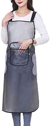 LIBAIJIAAZQH Delantal Cocina Mujer, Delantal Cocina Hombre, Impermeable Antimanchas Mandiles de Cocina Borrable de Trabajo Delantales Camarero Peluqueria Carnicero Delantar Hostelería 95 cm