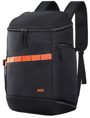 MIER Men's Gym Backpack Lightweight Sports Bag with Shoe Compartment, Black
