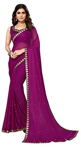 Yashika Sari pour femme, violet, Taille Unique