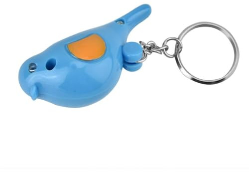Schlüsselfinder, Vogel-LED-Pfeife, Schlüsselfinder, Sprachsteuerung, Vogelform, Schlüsselanhänger, Mini-Schlüssel, Anti-Verlust-Tracer, Finder Mit LED-Licht, Schlüsselanhänger Mit Batterie (Blau)