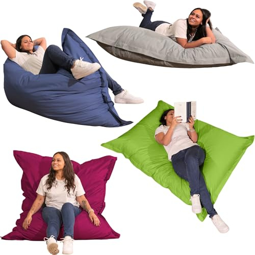 bananair Sitzsack Outdoor XXL Wasserfest - Bequem, Vielseitig, UV-beständig, Maschinenwaschbar Bezug - Sitzsack Kinder & Erwachsene für Garten, Ideal auch in Innenräumen - 180 x 140 cm - Blau