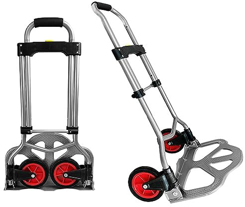 CEEDIR Aluminium Sackkarre Transportkarre bis 80kg Stapelkarre Handkarre Karre höhenverstellbarer Griff Trolley Rucksack mit Anti-Rutsch Ladefläche und Rädern