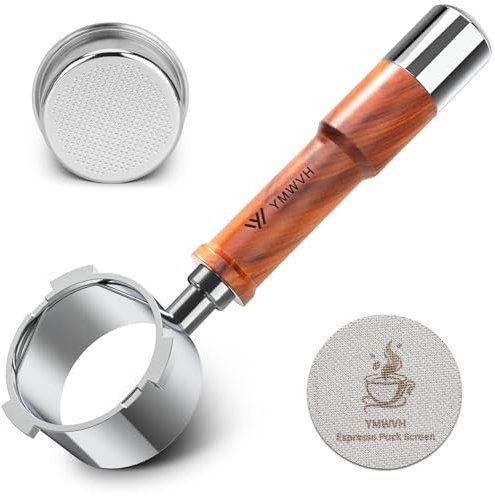 51mm Espresso Bottomless Portafilter 3 Ears, 100% Stainless Steel Portafilter Compatible with Delonghi Dedica EC680, EC685 Espresso Machine, with Puck Screen & Filter Basket,Walnut Handle