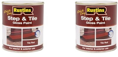 RUSTINS Quick Dry Step and Tile Paint, Red, 500 ml (Pack of 2)
