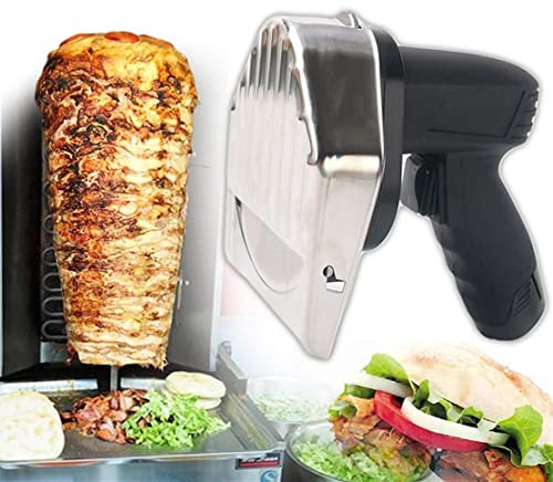 Meat Slicer for Home, Electric Shawarma Doner Kebab Knife, Adjustable Slice Thickness, Stainless Steel Blade, 80W Turkish Kebab Slicer Gyro Cutter for Shawarma,Cordless (Cordless)