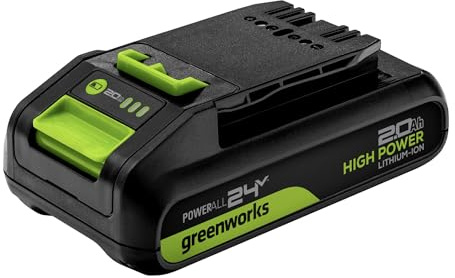 Greenworks 24V 2.0Ah Lithium-Ion High-Power Battery, Upgraded with 15% Power Boost (Genuine Greenworks Battery/ 150+ Compatible Tools)