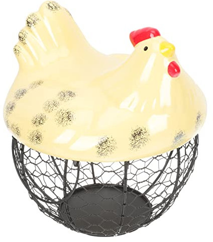 TOPBATHY Storage Basket Metal Wire Holder for Kitchen Rustproof Hen Shape Storage Rack