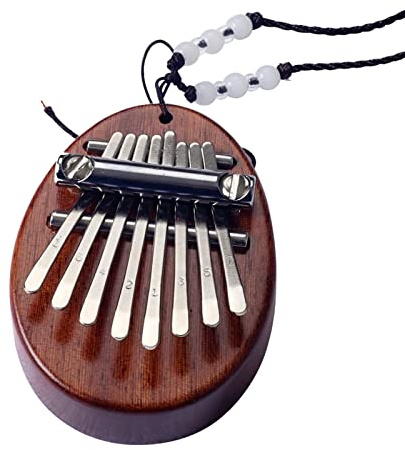 MIAOYIN Mini 8-Key Kalimba Thumb Piano, Wooden Finger Instrument with Lanyard, Musical Gift