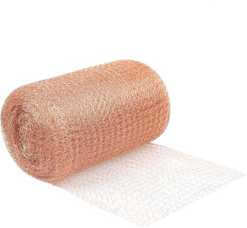 Kupfergeflecht Schneckenabwehr, schneidbares Kupfergeflecht, Nagetier-Schädlingsbekämpfung, 12,7 cm x 6 m, Schneckenabwehr, reines Kupfergeflecht, Rollstrick, Lückenblocker für Bauloch, Füllstoff,