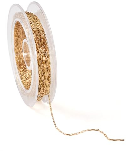 PandaHall Büroklammerketten, 5 m, 304 Edelstahl, goldgelötet, ovale Gliederketten für Heimwerker, Herren, Damen, Halsketten, Armbänder, Schmuckherstellung