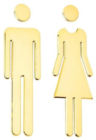 2 Piezas Letrero de WC Placa para Hombres y Mujeres Letrero de Inodoro Letrero de Puerta Letrero de Señalización Adhesivo Autoadhesivo para marcar inodoros sin taladrar (Oro)