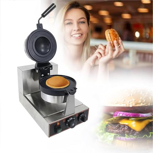GLBMXDD 1300W Electric Burger Waffle Maker,Commercial Non-Stick Panini Press Hamburger Machine,Ice Cream Waffle Baker,for Home Kitchen Use Breakfast,Singlehead