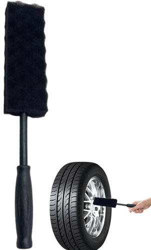 Auto-Radbürste – Radbürste oder Felgenbürste, Autowaschbürste, tragbare Tiefenreinigung, Reifenbürste, weiche Felgenbürste, Autozubehör für SUV, Wohnmobil, Limousine, (schwarz) (41 x 21 x 7 cm)